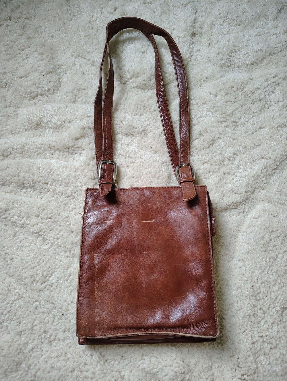 East West Vintage Women's Genuine Leather Brown Shoulder Bag